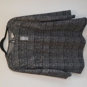 Van Heusen Blouse Top Black White Crewneck Size XL,